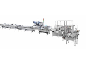 Flow pack Wrapping Machine Line including automatic feeder, Cartoning Machine